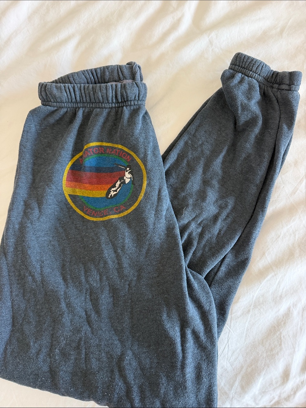 Aviator Nation Gray Sweatpants with Rainbow Logo Patch